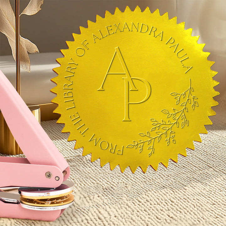 Design SN-12, Double Characters Book Embosser, Personalized Design Is Circular, Best Gift For Book Lovers