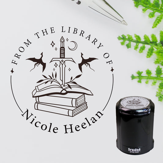 Design B20, Ex Libris Self-Inking Book Stamp, Perfect for Book Lovers