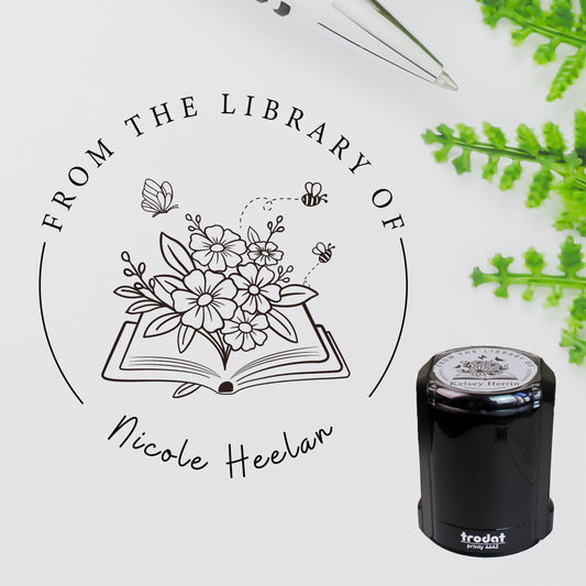 Design B5, Personalized Self-Inking Book Stamp, “From the Library Of”