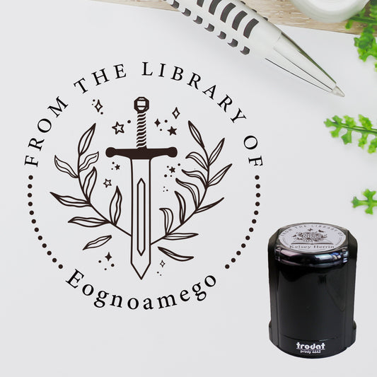 Design L1, Classic Ex Libris Self-Inking Stamp, Personalized Bookplate