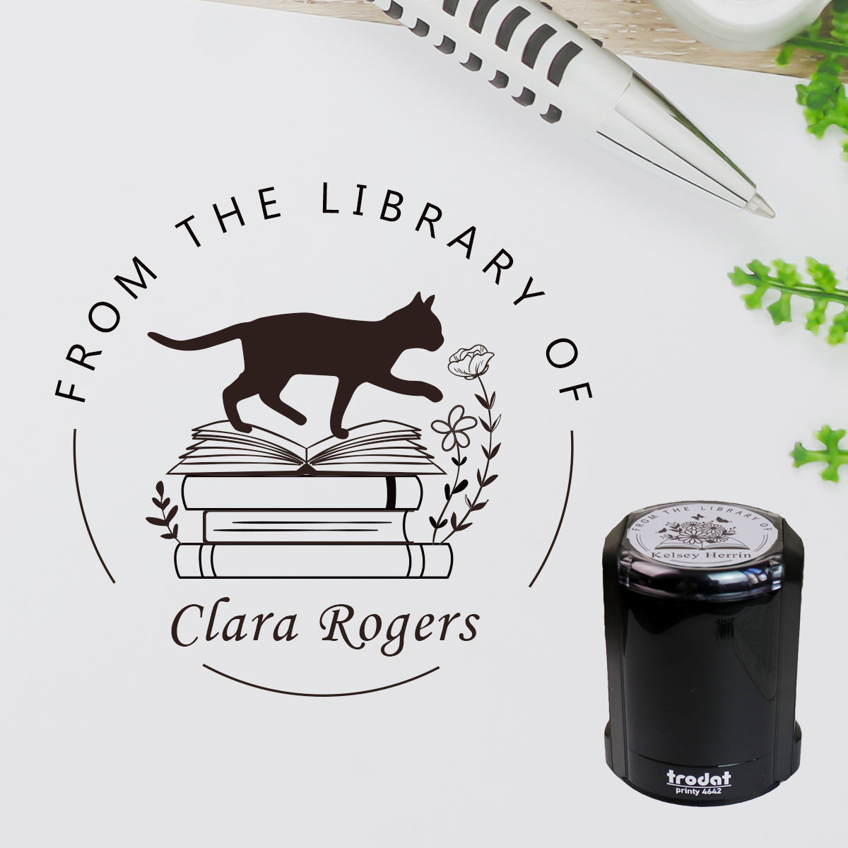 Design L23, Self-Inking Library Stamp, Custom Ex Libris Stamp for Book Collectors