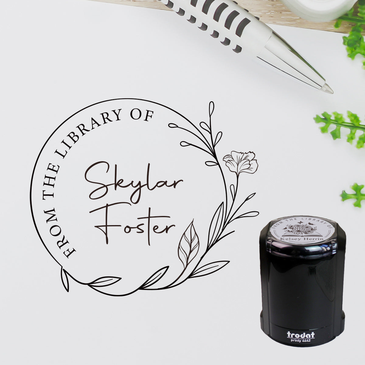 Design L24, Classic Self-Inking Book Stamp, Personalized From the Library Of Stamp