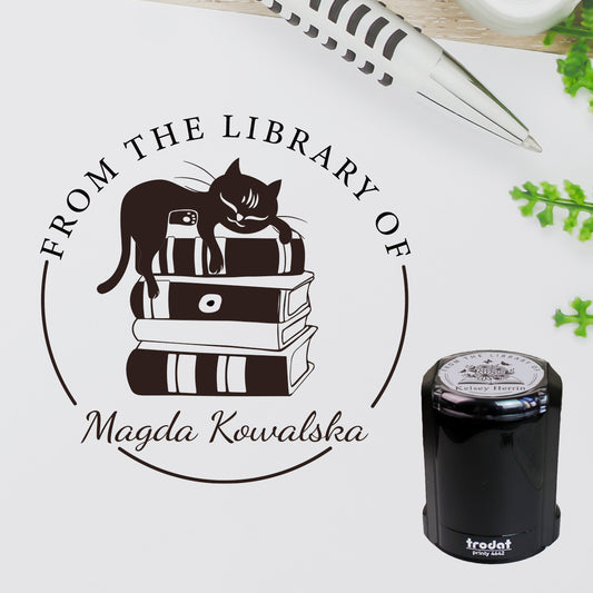 Design L2, Custom Self-Inking Book Stamp, “From the Library Of” Personalized Ex Libris Stamp