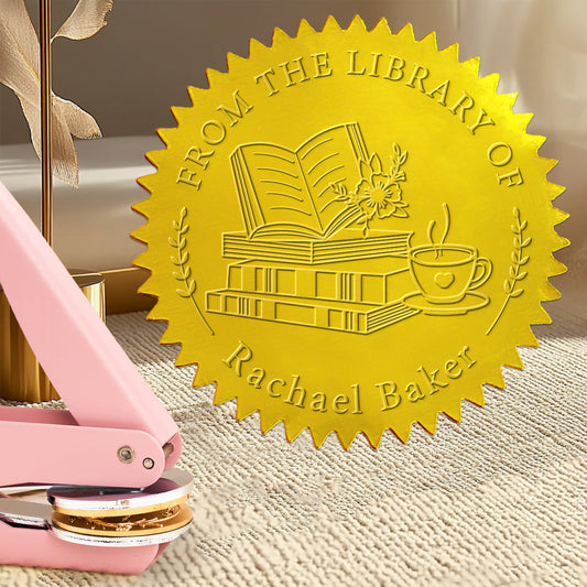Design S13, Personalized Book Embosser, Custom Library Seal Ex Libris Embosser, From the Library Of