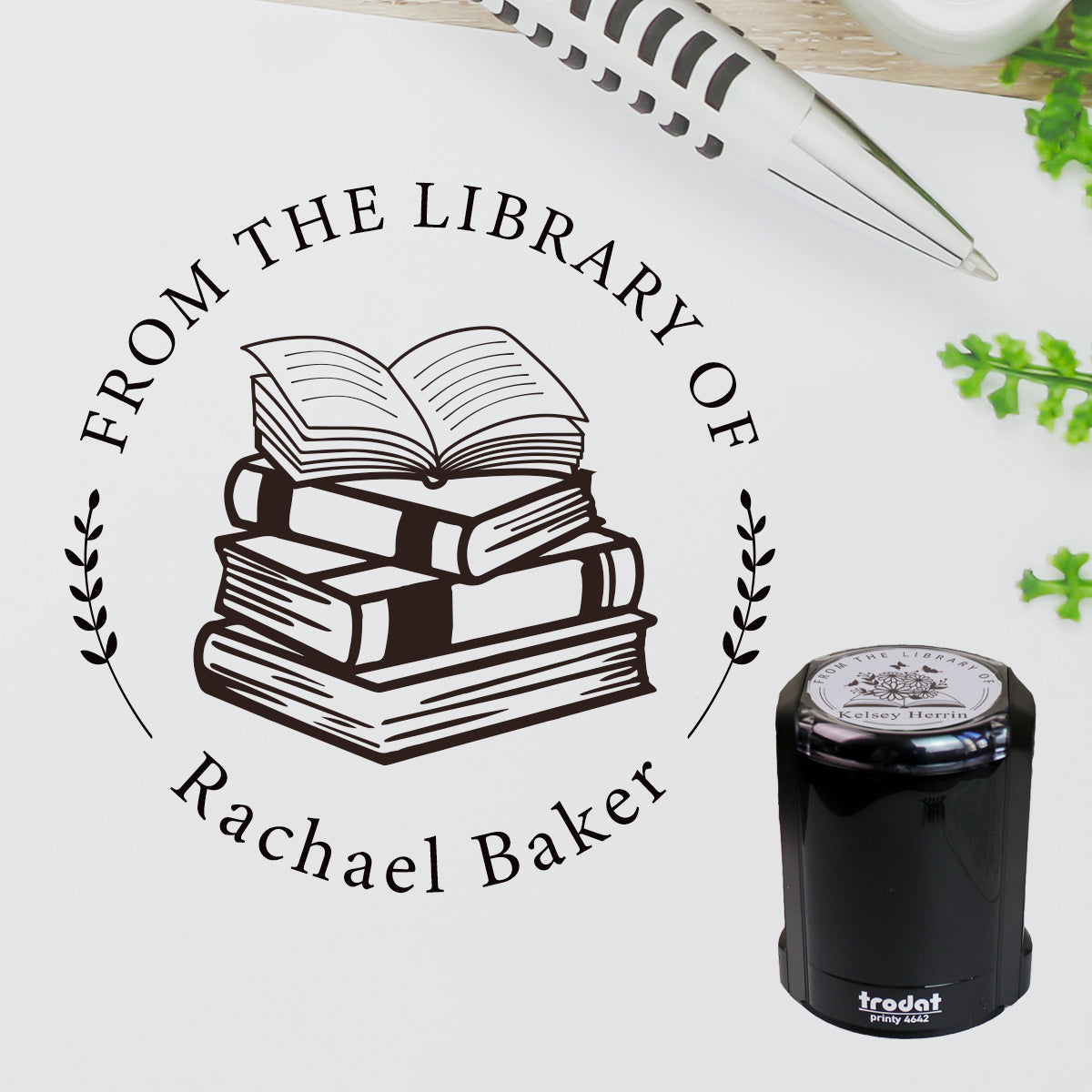 Design S1, Custom Book Stamp, “This Book Belongs To” Self-Inking Stamp