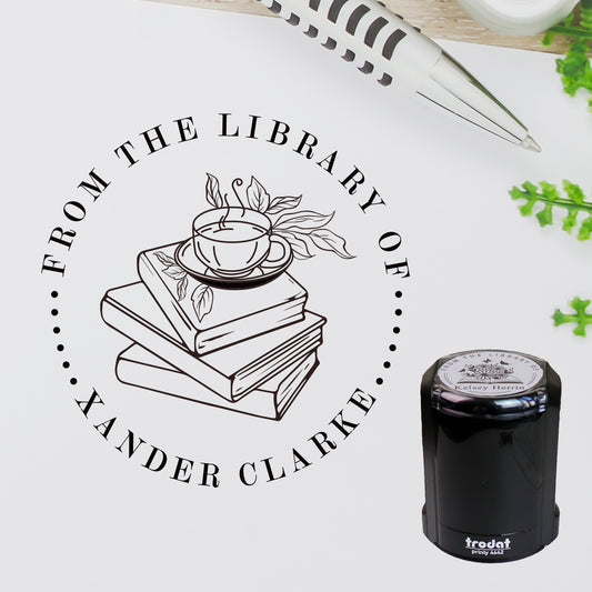 Design S24, Ex Libris Self-Inking Stamp, Custom Library Stamp for Book Lovers