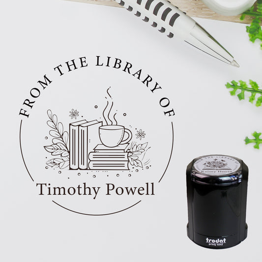 Design S25, Library Stamp for Book Lovers, Self-Inking & Customizable