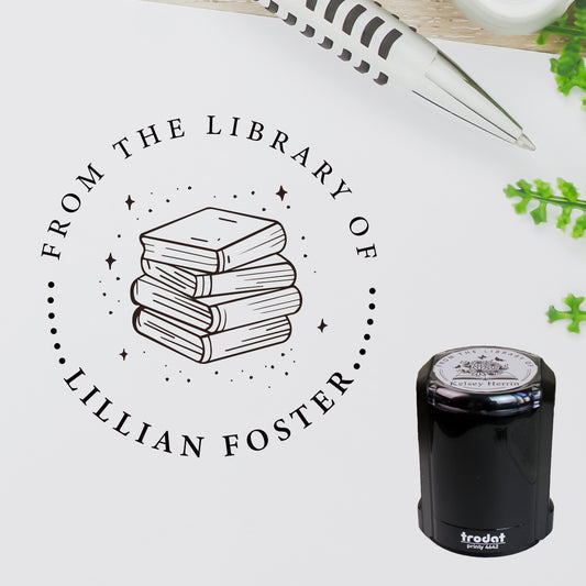 Design S29, Unique Book Lover’s Stamp, Self-Inking & Customizable