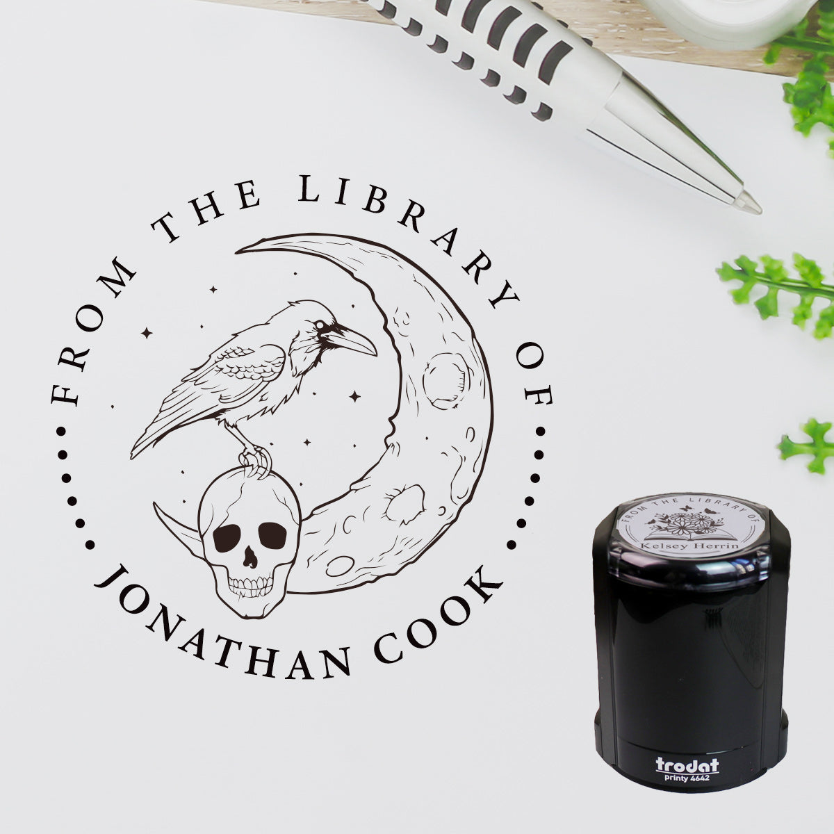 Design V32, Library Stamp, Personalized “From the Library Of” Ex Libris