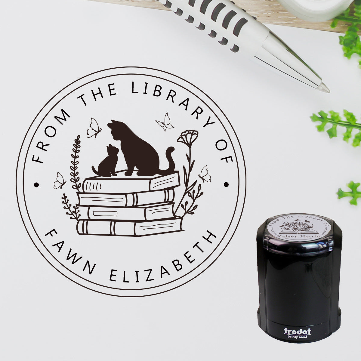 Tampon auto-encreur Ex Libris – Tampon de bibliothèque personnalisé pour les amoureux des livres