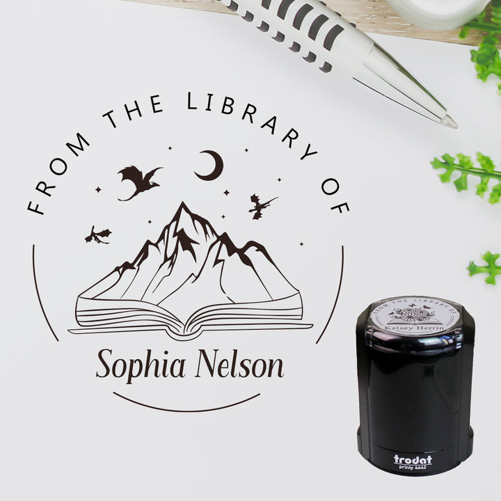 Design V4, Custom Bookplate Self-Inking Stamp, From the Library Of Book Lover Gift