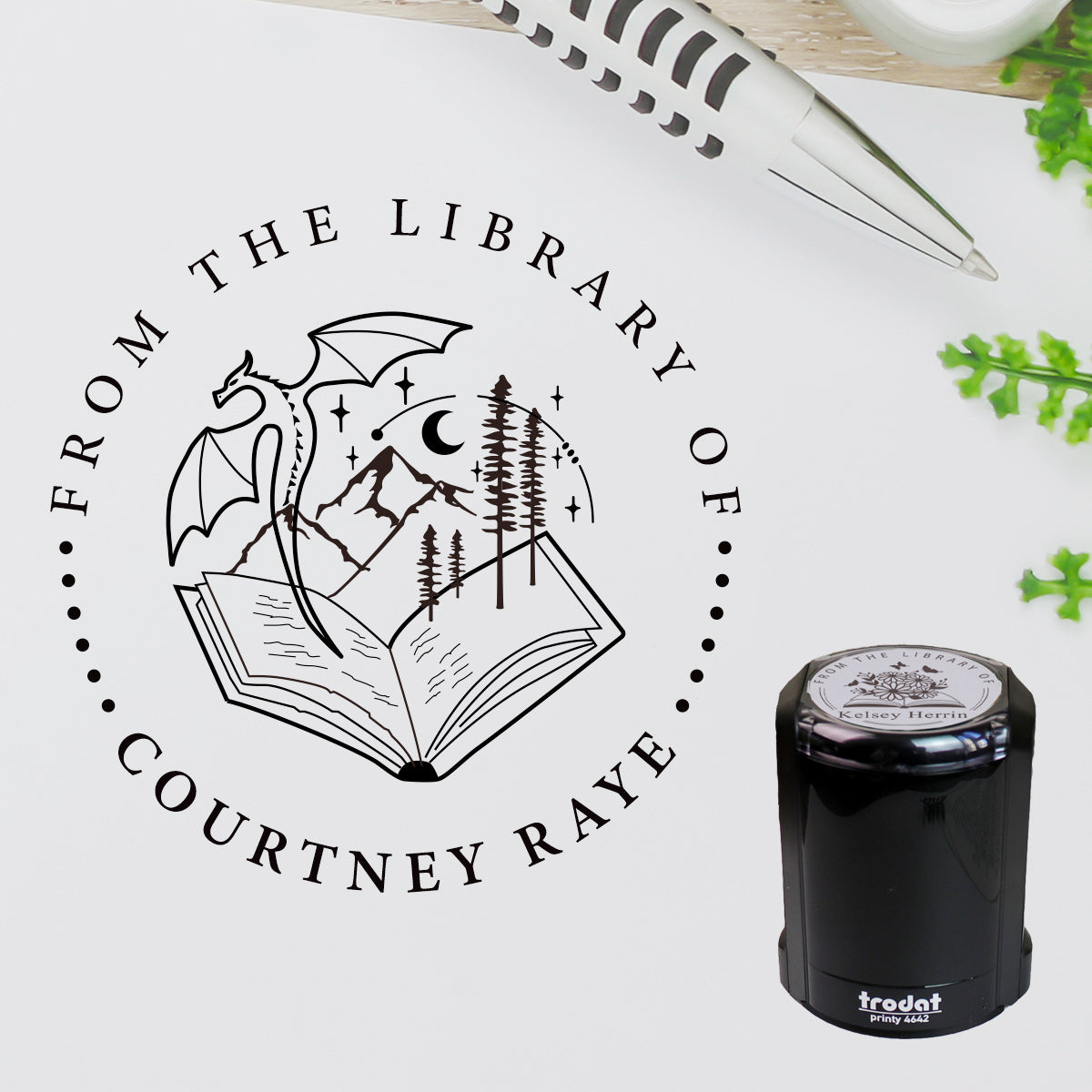 Design V7, From the Library Of, Self-Inking Stamp, Custom Book Lover Gift